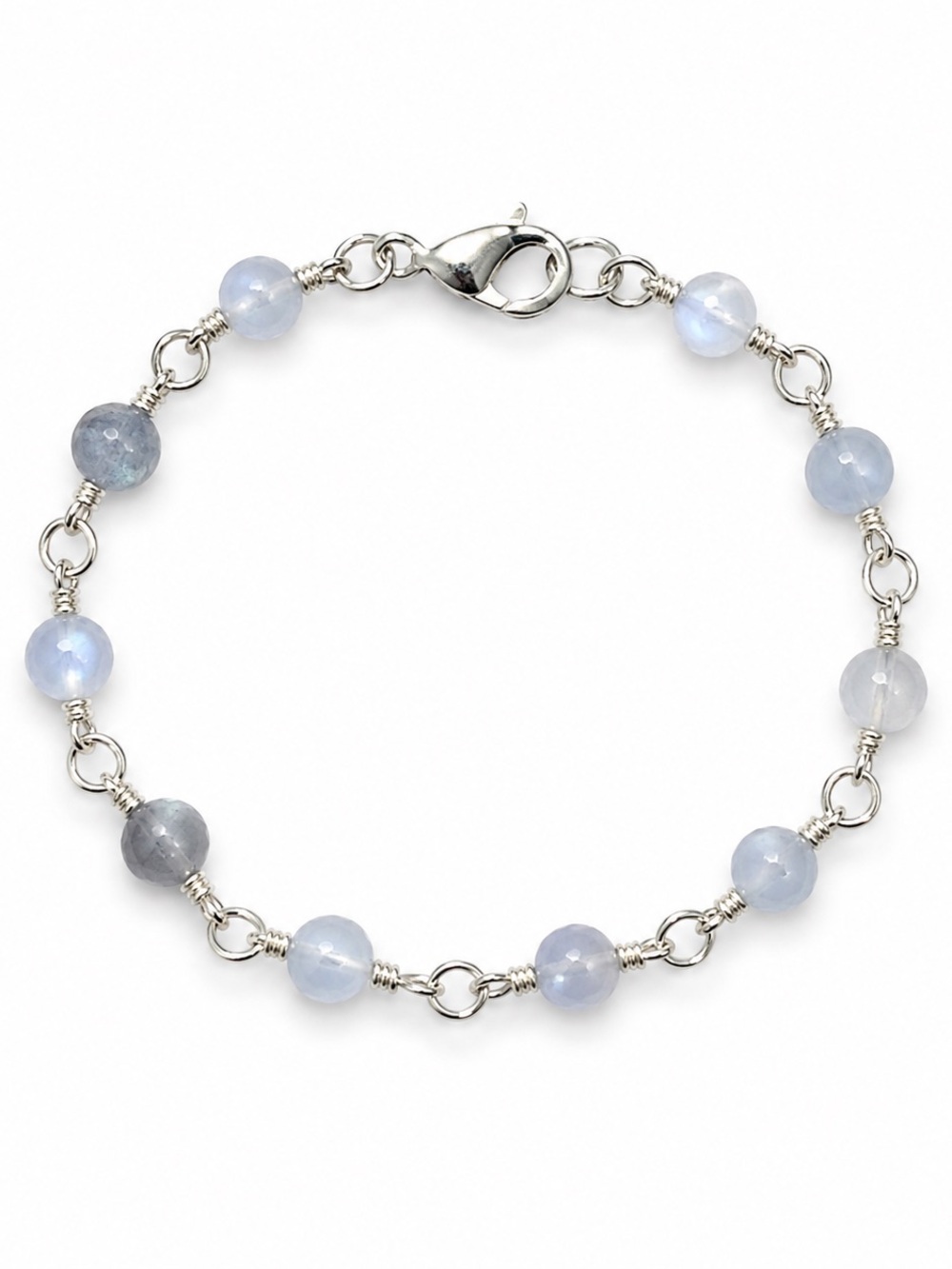 Handmade Labradorite and Gray Moonstone Bracelet